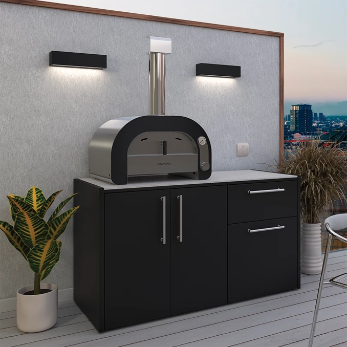 FONTANA | Kuchnia ogrodowa | BBQ Lumen 5 | Neolit Pietra di Luna | Inox | ELYSIA