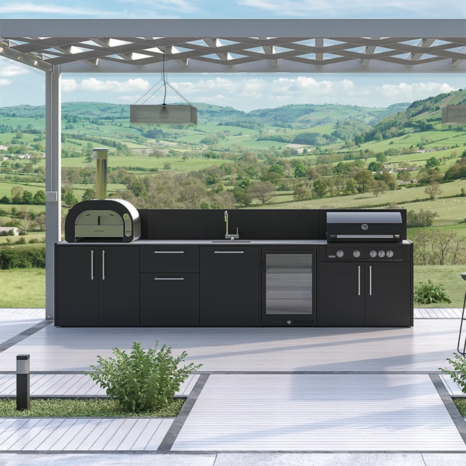 FONTANA | Kuchnia ogrodowa | BBQ Lumen 5 | Neolit Pietra di Luna | Inox | ELYSIA