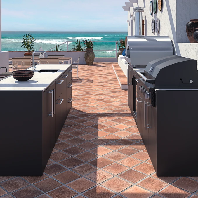 FONTANA | Kuchnia ogrodowa | BBQ Lumen 5 | Neolit Pietra di Luna | Inox | ELYSIA