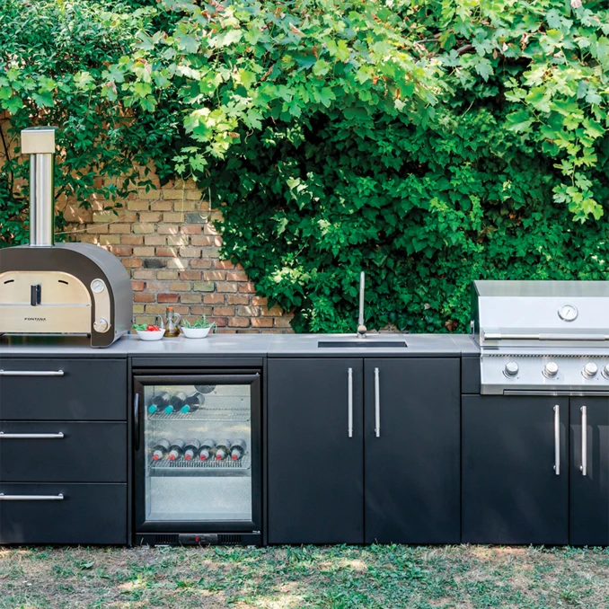 FONTANA | Kuchnia ogrodowa | BBQ Lumen 5 | Neolit Pietra di Luna | Inox | ELYSIA