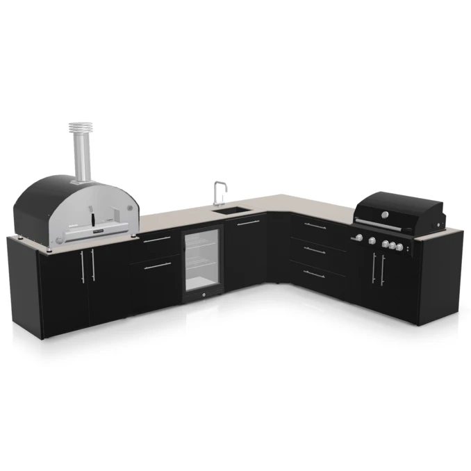 ZESTAW FONTANA | Kuchnia ogrodowa | Angolare | Neolit Pietra di Luna | Inox | ELYSIA