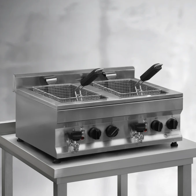 Frytownica gastronomiczna elektryczna z kranem 10+10l | FRITTA PRO DUO | PREMIUM
