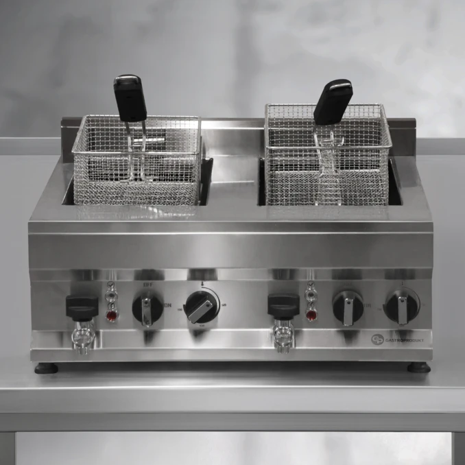 Frytownica gastronomiczna elektryczna z kranem 10+10l | FRITTA PRO DUO | PREMIUM