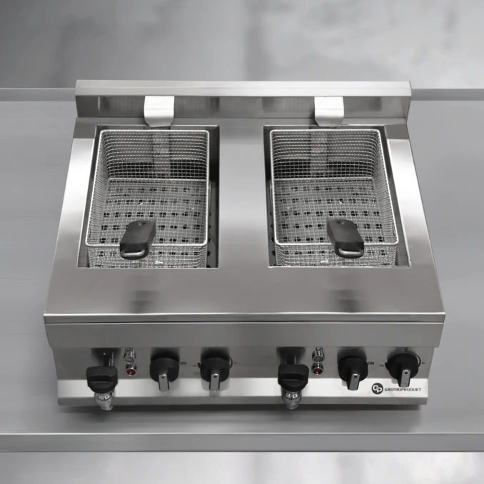Frytownica gastronomiczna elektryczna z kranem 10+10l | FRITTA PRO DUO | PREMIUM