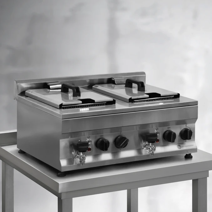 Frytownica gastronomiczna elektryczna z kranem 10+10l | FRITTA PRO DUO | PREMIUM