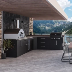 FONTANA | Kuchnia ogrodowa | BBQ Lumen 5 | Neolit Pietra di Luna | Inox | ELYSIA