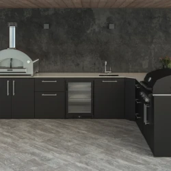 FONTANA | Kuchnia ogrodowa | BBQ Lumen 5 | Neolit Pietra di Luna | Inox | ELYSIA