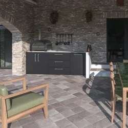 FONTANA | Kuchnia ogrodowa | BBQ Lumen 5 | Neolit Pietra di Luna | Inox | ELYSIA